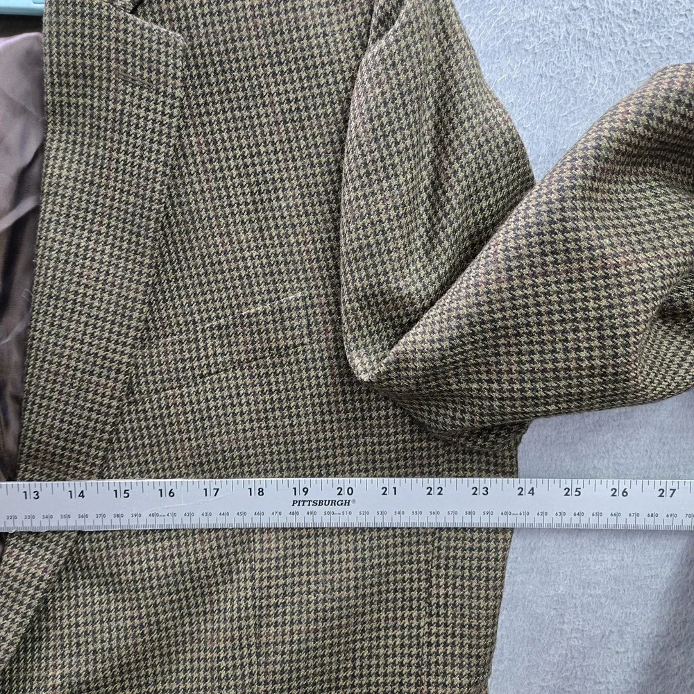 VINTAGE Lauren Ralph‎ Men Blazer 46L Brown Wool Houndstooth 2 Button 90s